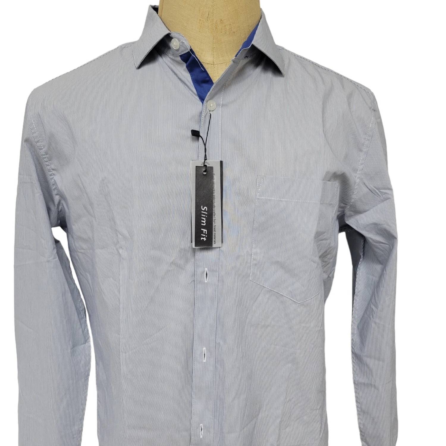 Galaxy By Harvic - Men's Long Sleeve Slim Fit Striped Shirt