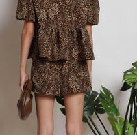 Blue Buttercup - Venita Leopard Print Short Set