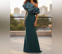 Eliza J One Shoulder Maxi Dress in teal - women's dress