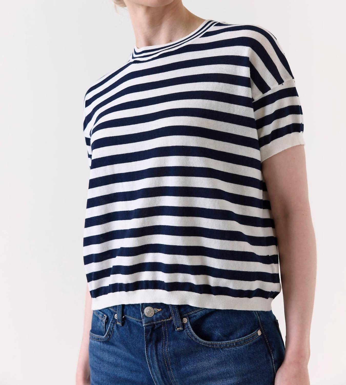 Brodie Cashmere - Bree Stripe Boxy Tee