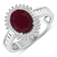 Diana M Jewels Women's Oval Natural Ruby Fashion Ring (2.82 Ct) - Signature in 14k white gold - women's jewelry - detail view