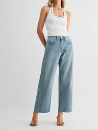 JUST BLACK DENIM Barrel Twist Jean in medium wash - women's jeans - detail view