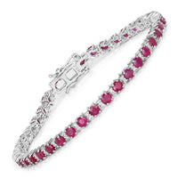 Diana M Jewels Women's Round Natural Ruby Bracelet (5.56 Ct) - Elegant in 14k white gold - women's jewelry