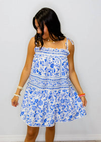 Fate - Floral Smocked Mini Dress