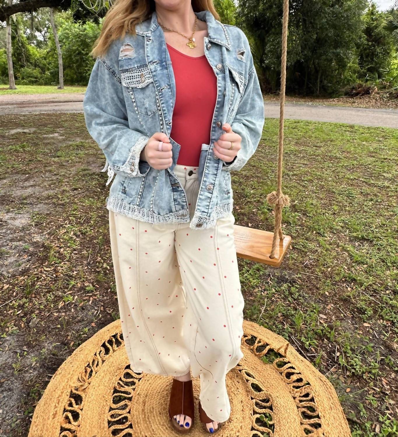 Peach Love - Polka Dot Gypsy Fit Pants