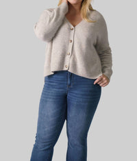 Estheme - Side Slit Grandpa Cardigan - Plus