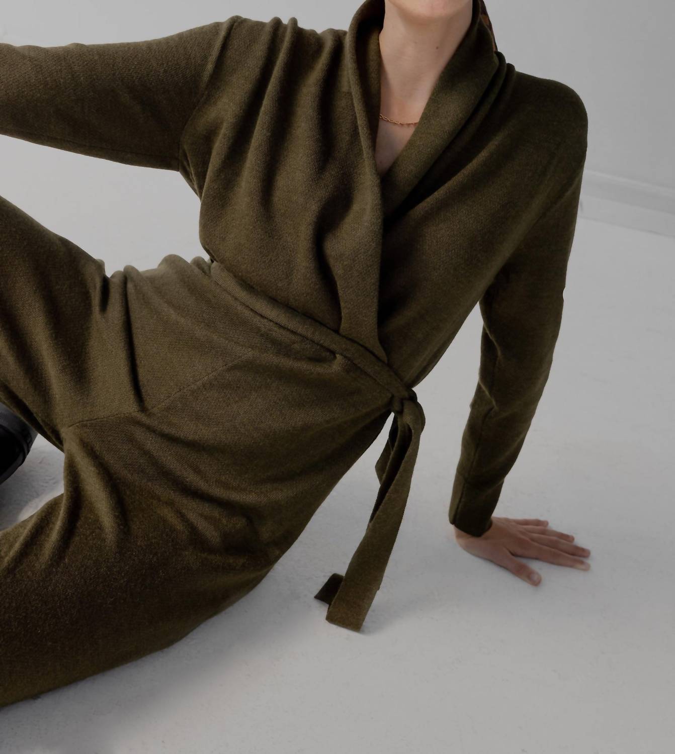 SSKEIN Wrap Neck Jumpsuit in hunter - women's pants - view 4