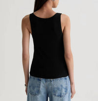 AG Jeans Ashley Rib Tank Top in super black - women's tank top - alternate view