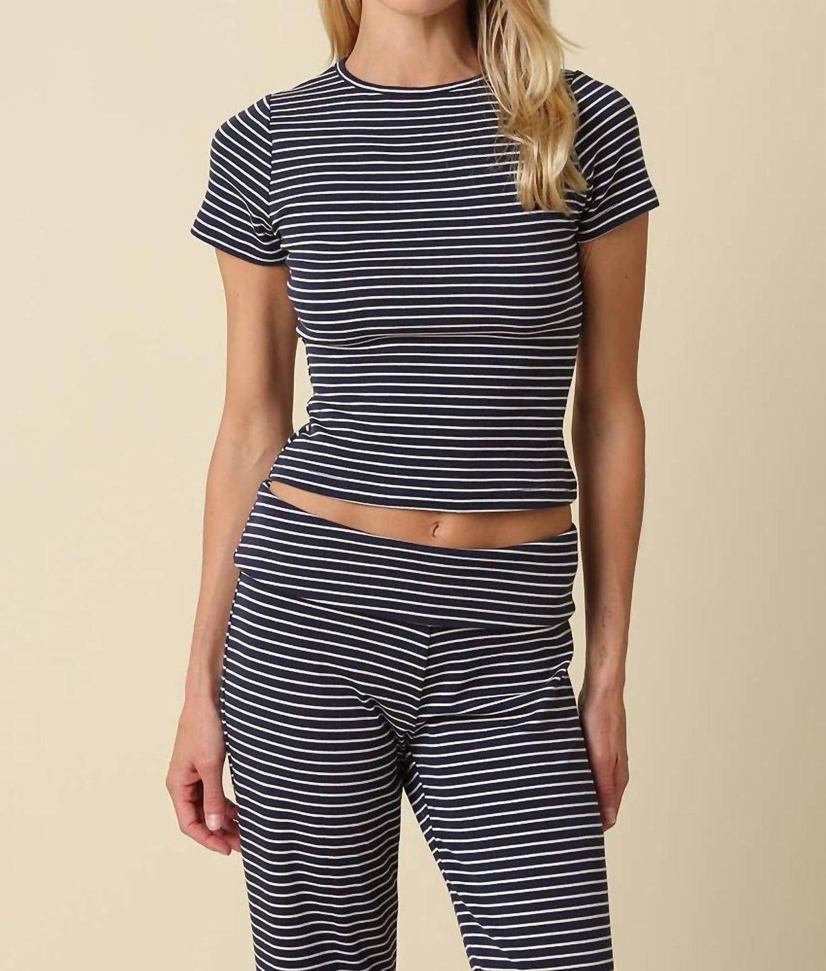 Olivaceous - Pepper Stripe Knit Pants Set