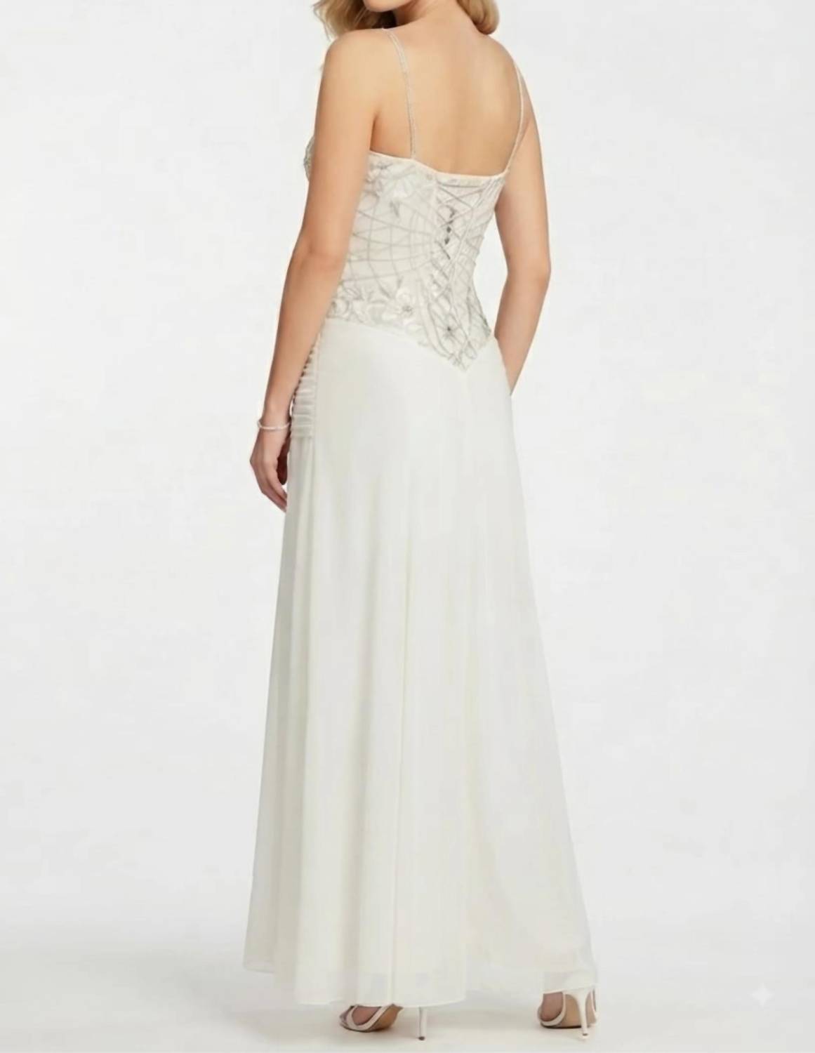 Sue Wong - Spaghetti Strap Floral Embroidered Dress