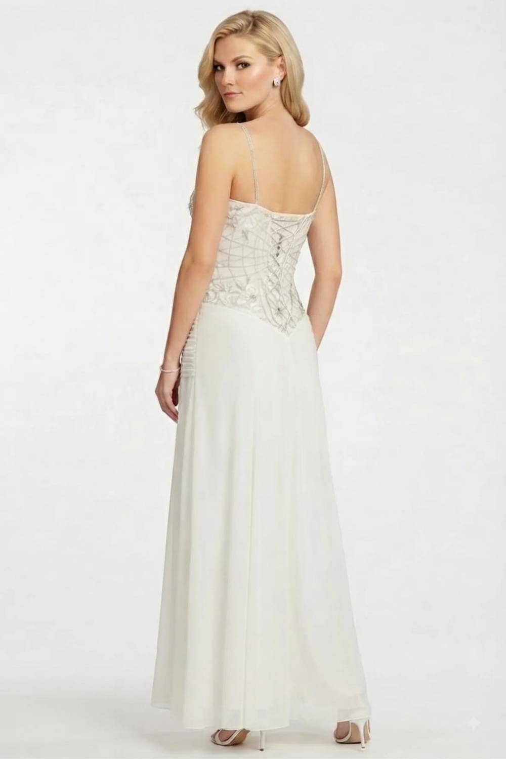Sue Wong - Spaghetti Strap Floral Embroidered Dress