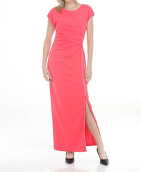 Joseph Ribkoff - Rhinestone Trim Side Slit Long Dress