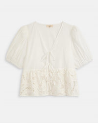 Suncoo Women's Lina Top in white - women's blouse - detail view