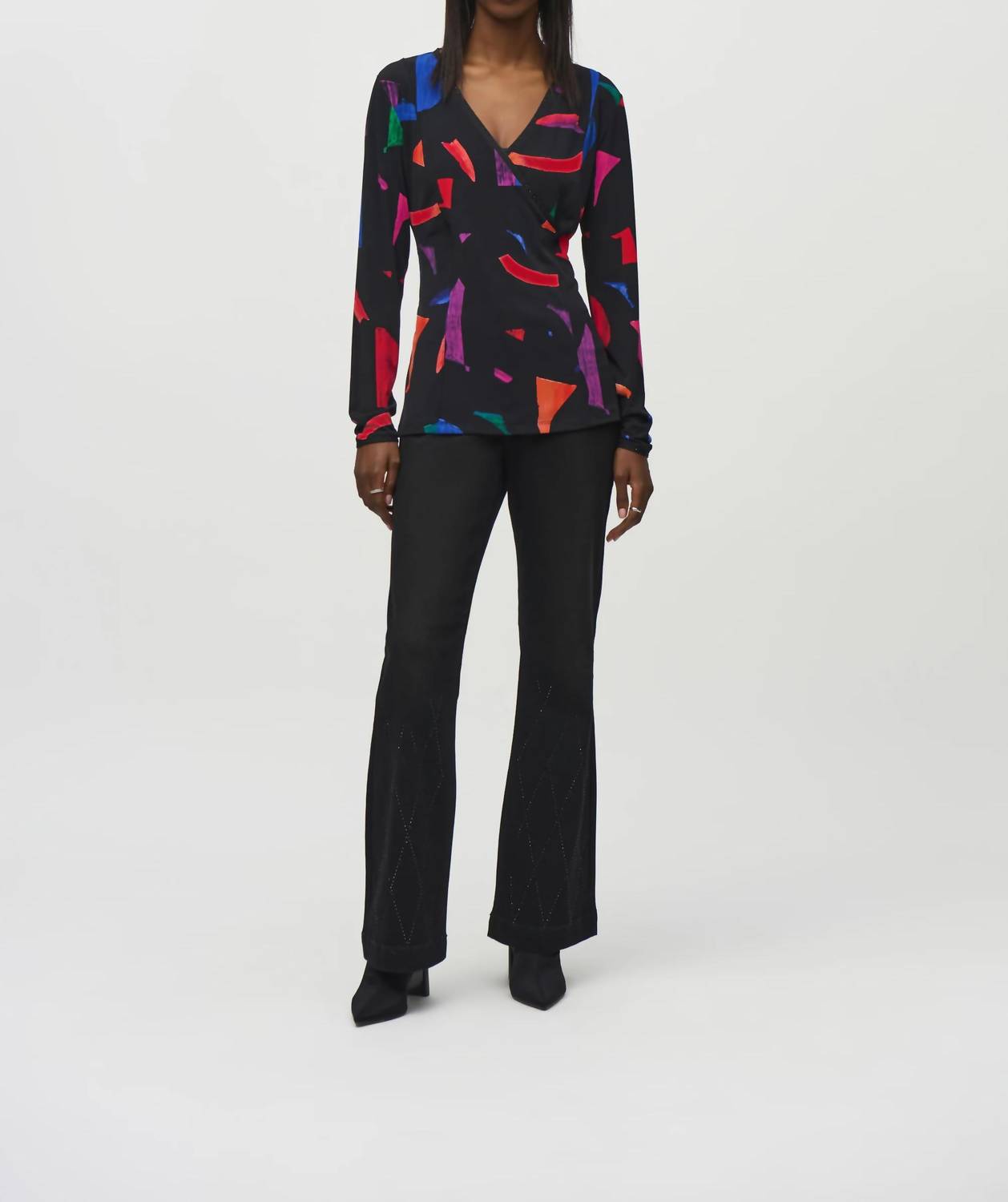 Joseph Ribkoff - Solange Silky Knit Abstract Print Wrap Top
