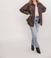 Allie Rose - Soft Pleather Button Front Shacket