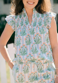 VICTORIA DUNN Layla V-neck Blouse in chateau toile - women's blouse