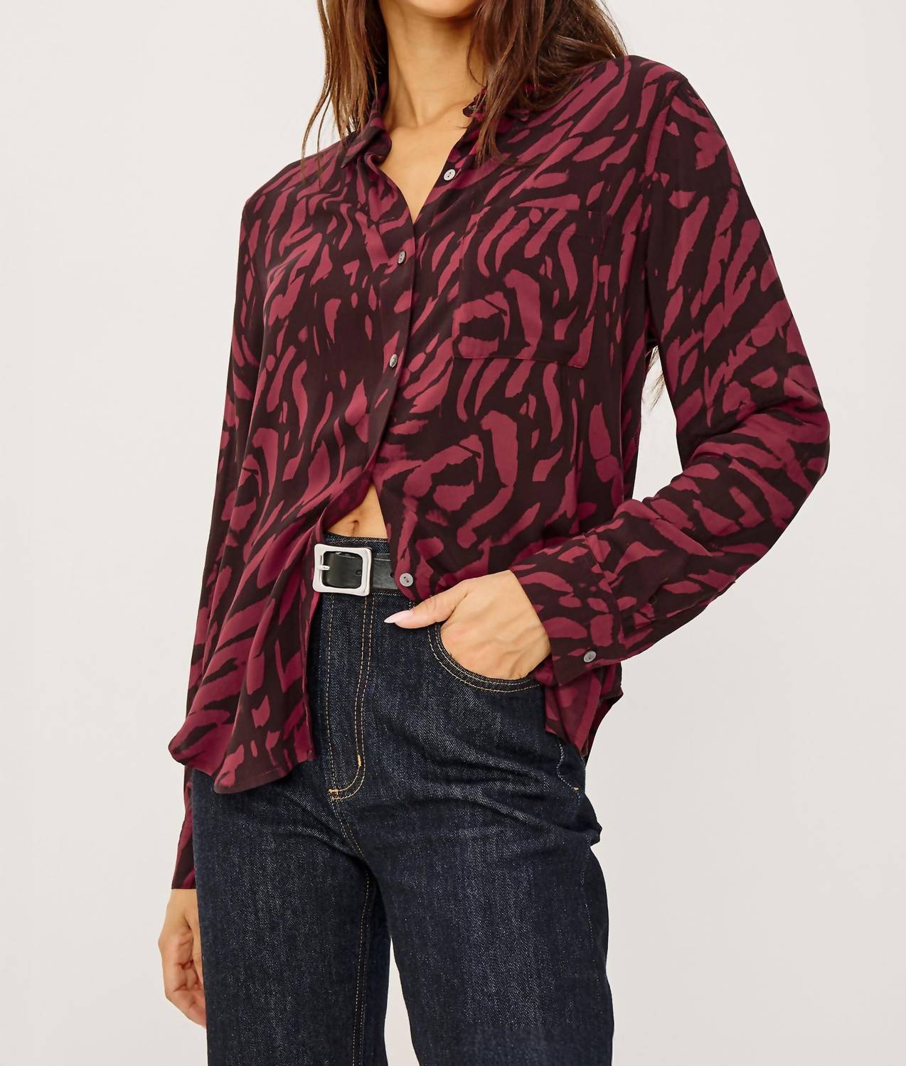 Rails Josephine Top in oxblood tiger stripe - women's long sleeve top