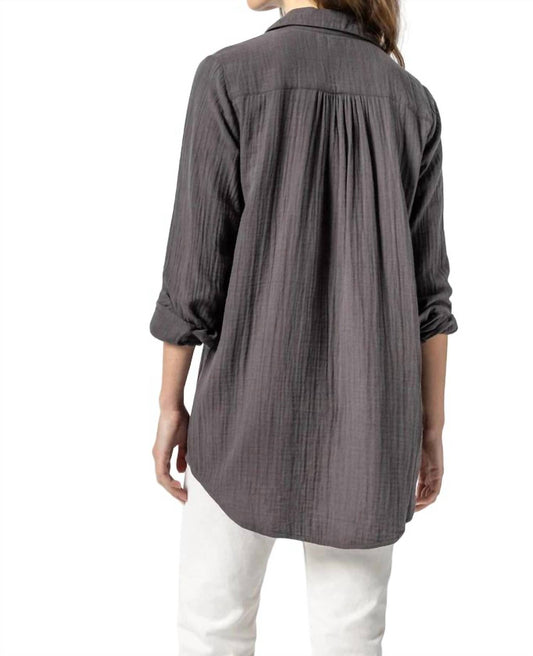 Lilla P - Long Sleeve Button Down Tunic Top