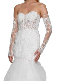 Colors Dress - Strapless Embroidered Mesh Gown