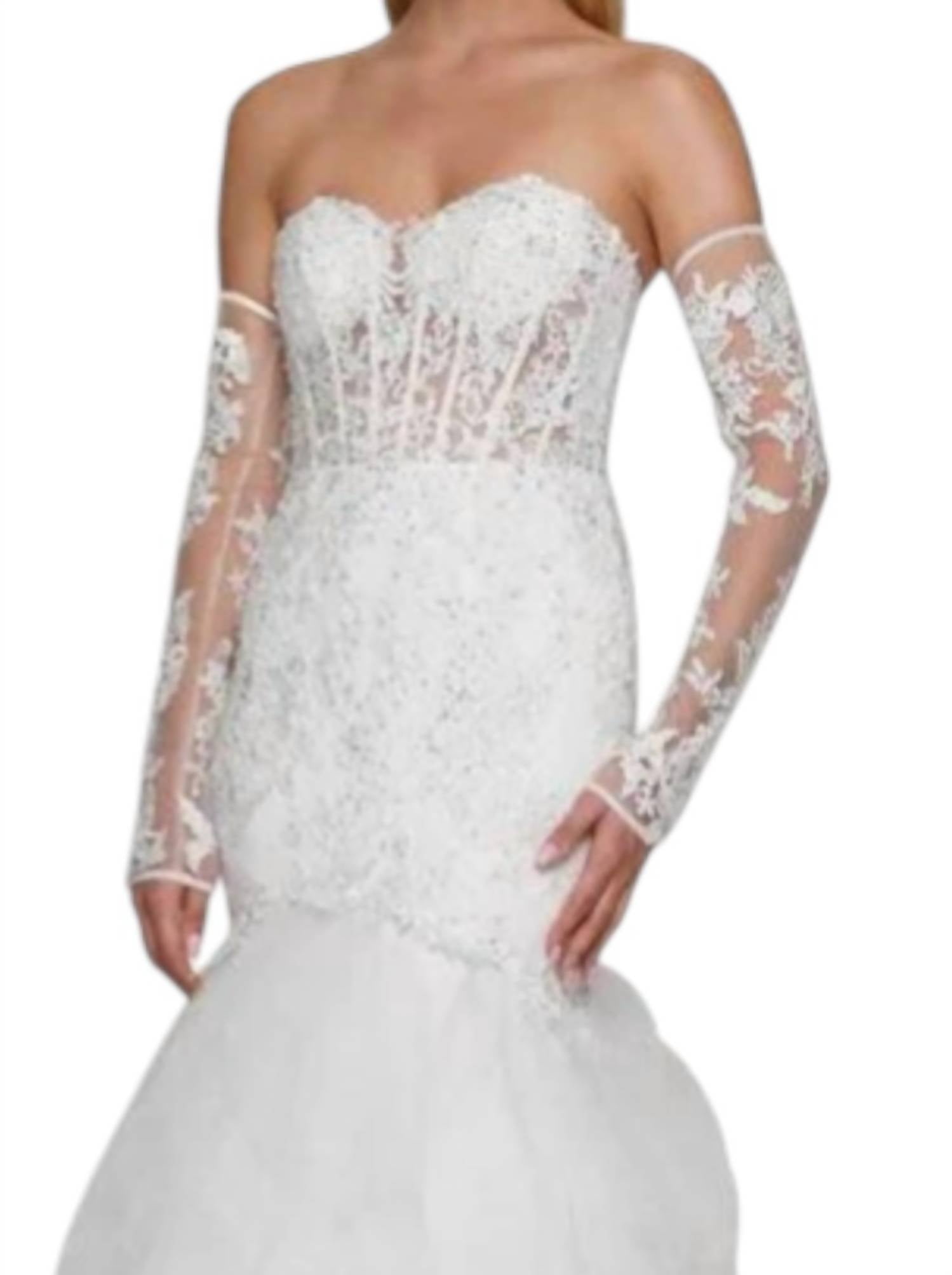 Colors Dress - Strapless Embroidered Mesh Gown