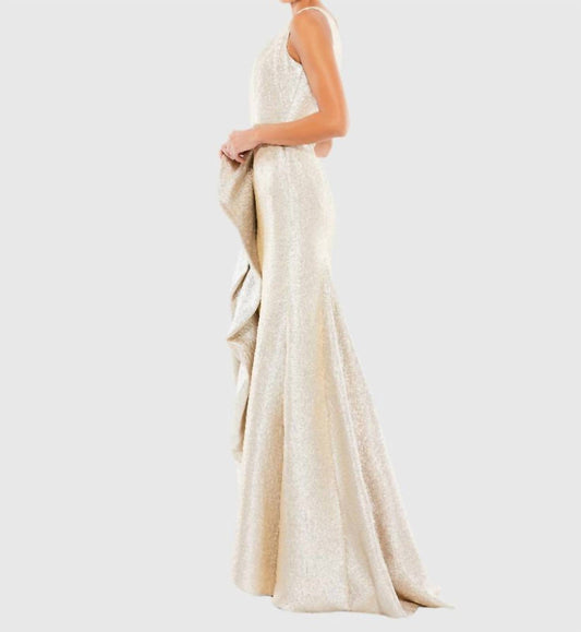Mac Duggal - One Shoulder Metallic Ruffledevening Gown