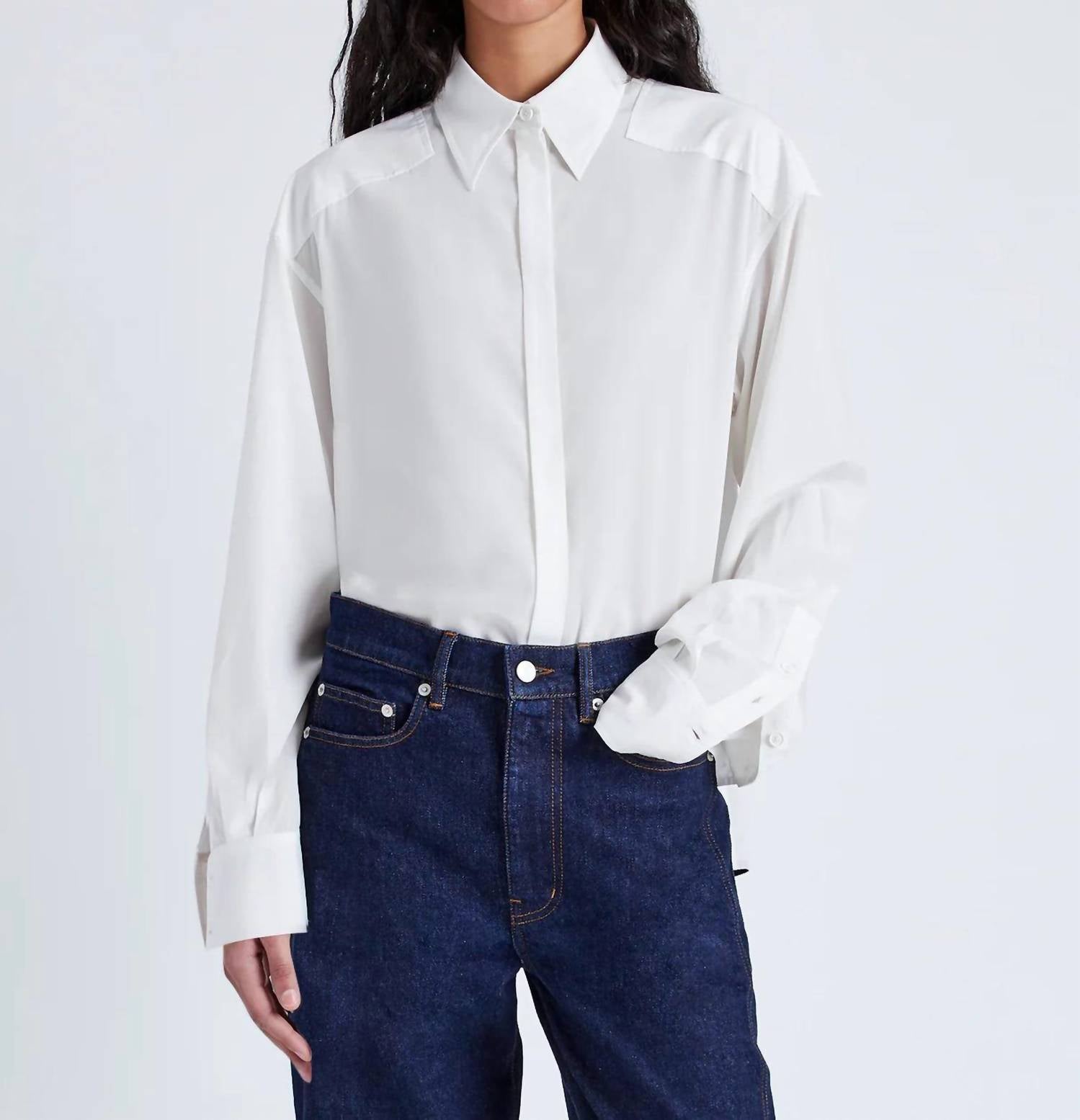 Proenza Schouler Demi Button Down Blouse in bone - women's shirt - view 4