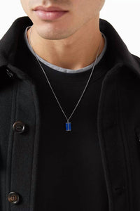 Miansai Men's Dou Lapis Pendant Necklaces in polished blue - men's jewelry - alternate view