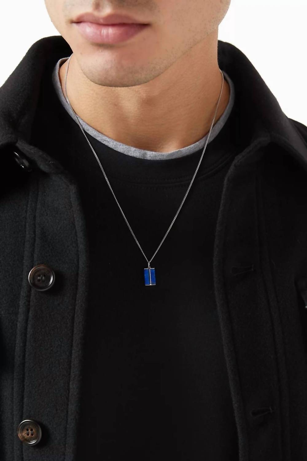 Miansai Men's Dou Lapis Pendant Necklaces in polished blue - men's jewelry - alternate view