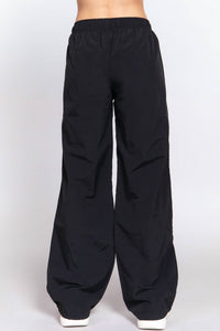 Active Basic Elastice Waist Parachute Pants in black - women's pants - view 4