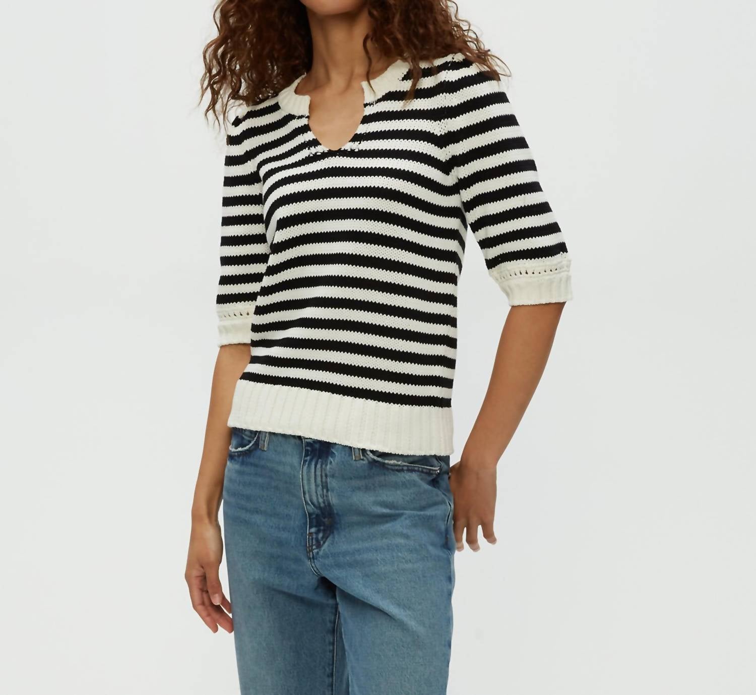 Michael Stars - Rosanna Striped Puff Sleeve Sweater