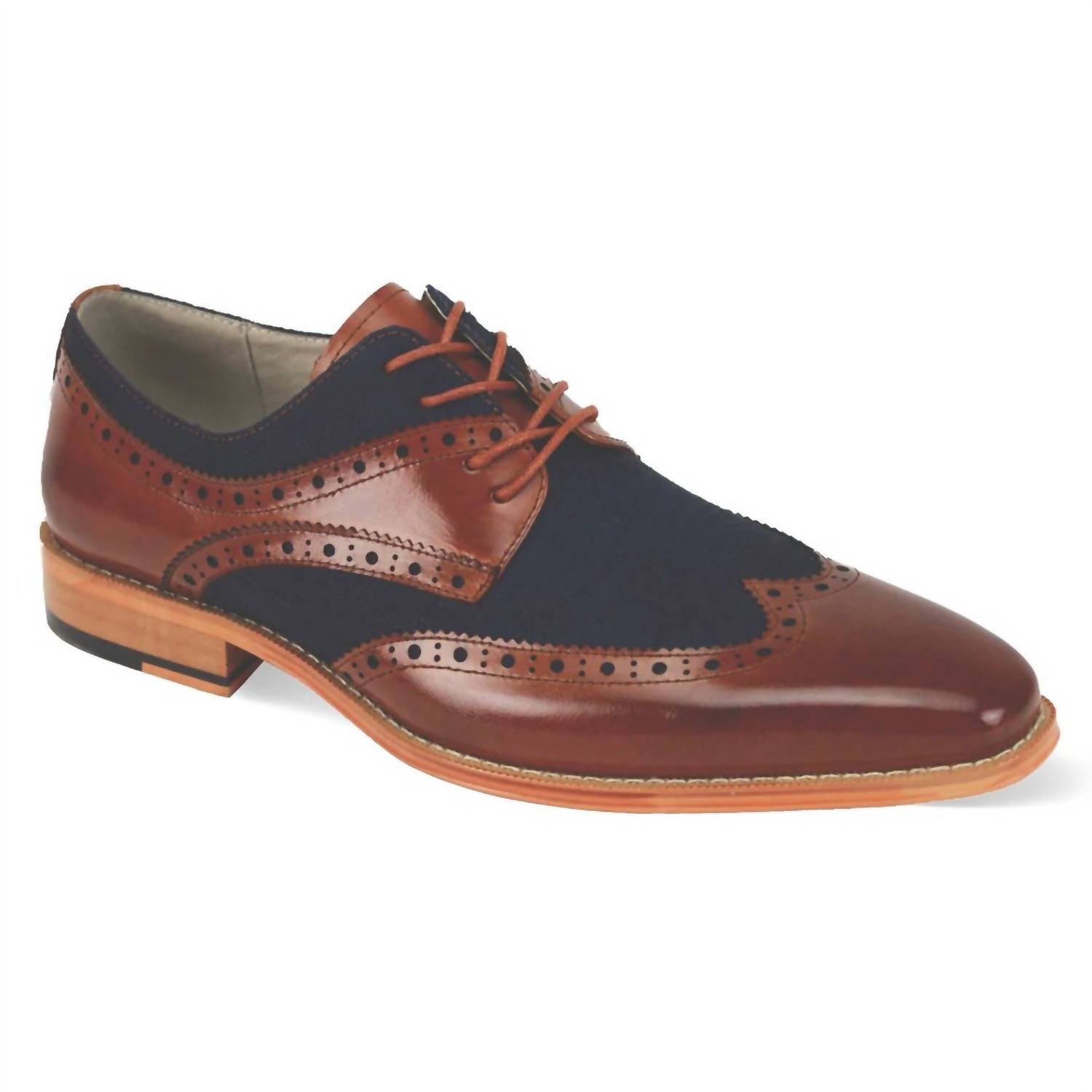 Giovanni Amato Men's Nico Leather Dress Shoes in whisky navy - men's shoe