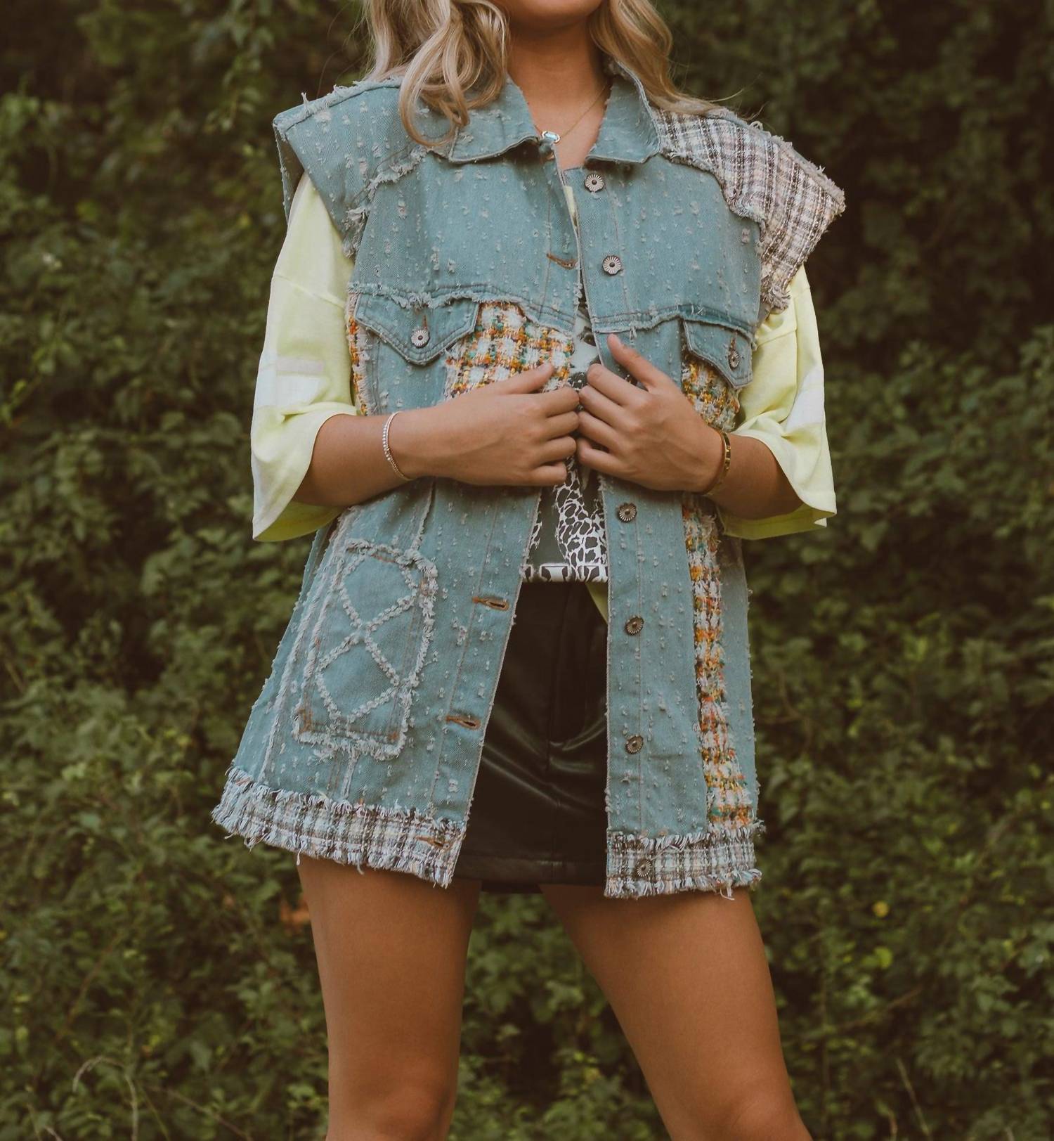 Pol - Cool it Patchwork Denim Vest