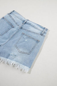 Lovesoft - Delia Distressed Raw Hem High Waist Denim Shorts