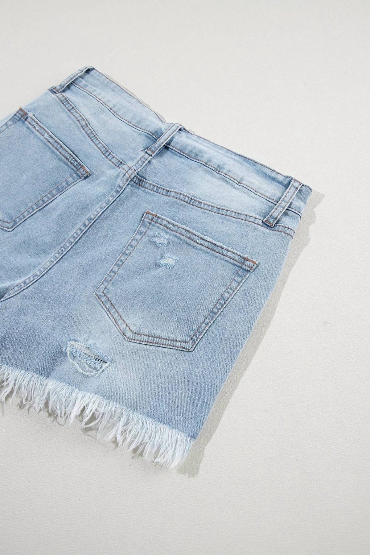 Lovesoft - Delia Distressed Raw Hem High Waist Denim Shorts