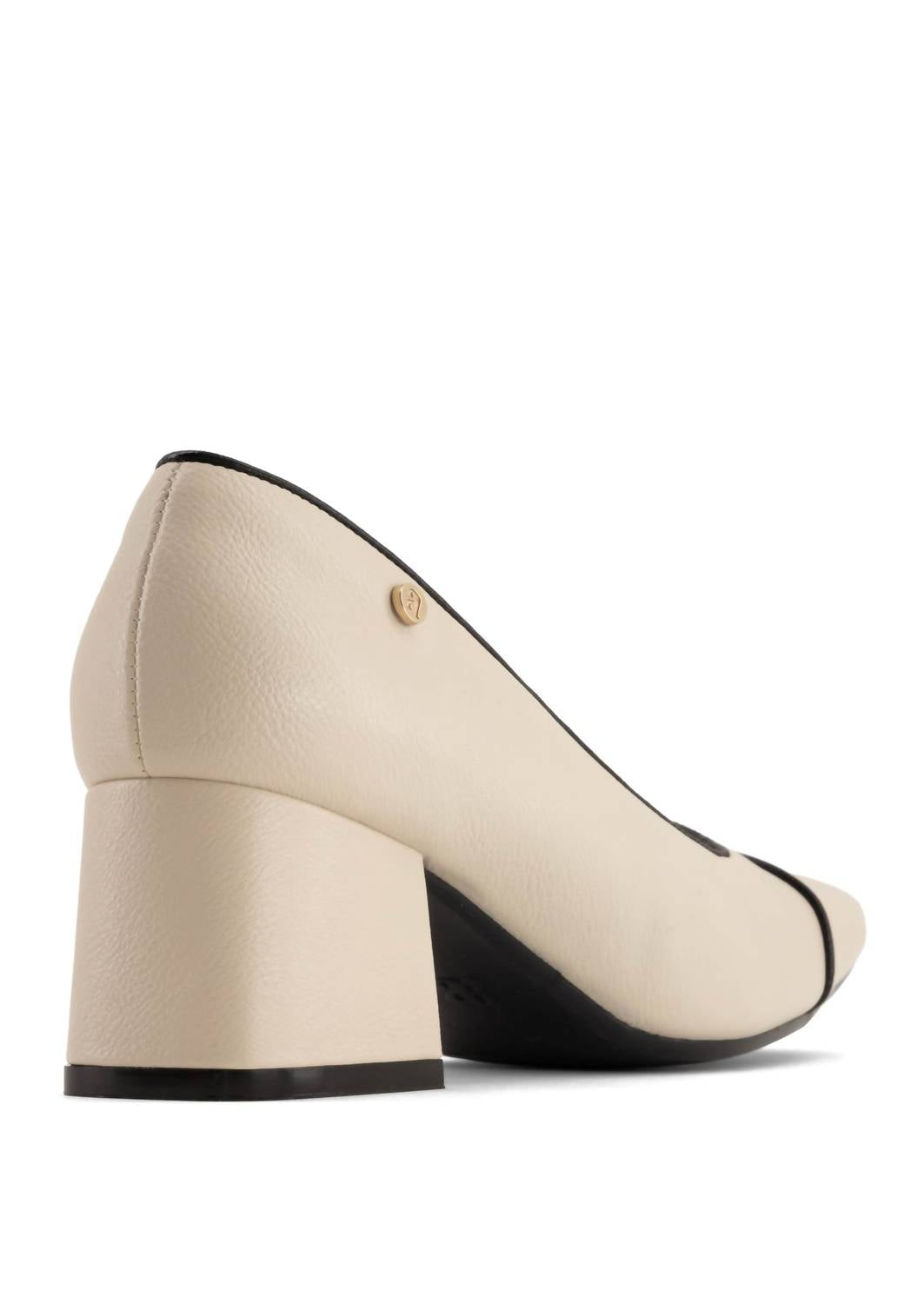 Andrea Women's Block Heel Pump in bone - women's heels - detail view