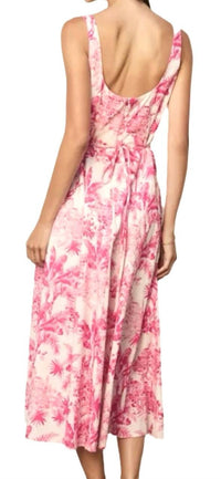 DRESS FORUM Laguna Palm Square Neck Paneled Dress in hot pink white - women's dress - alternate view