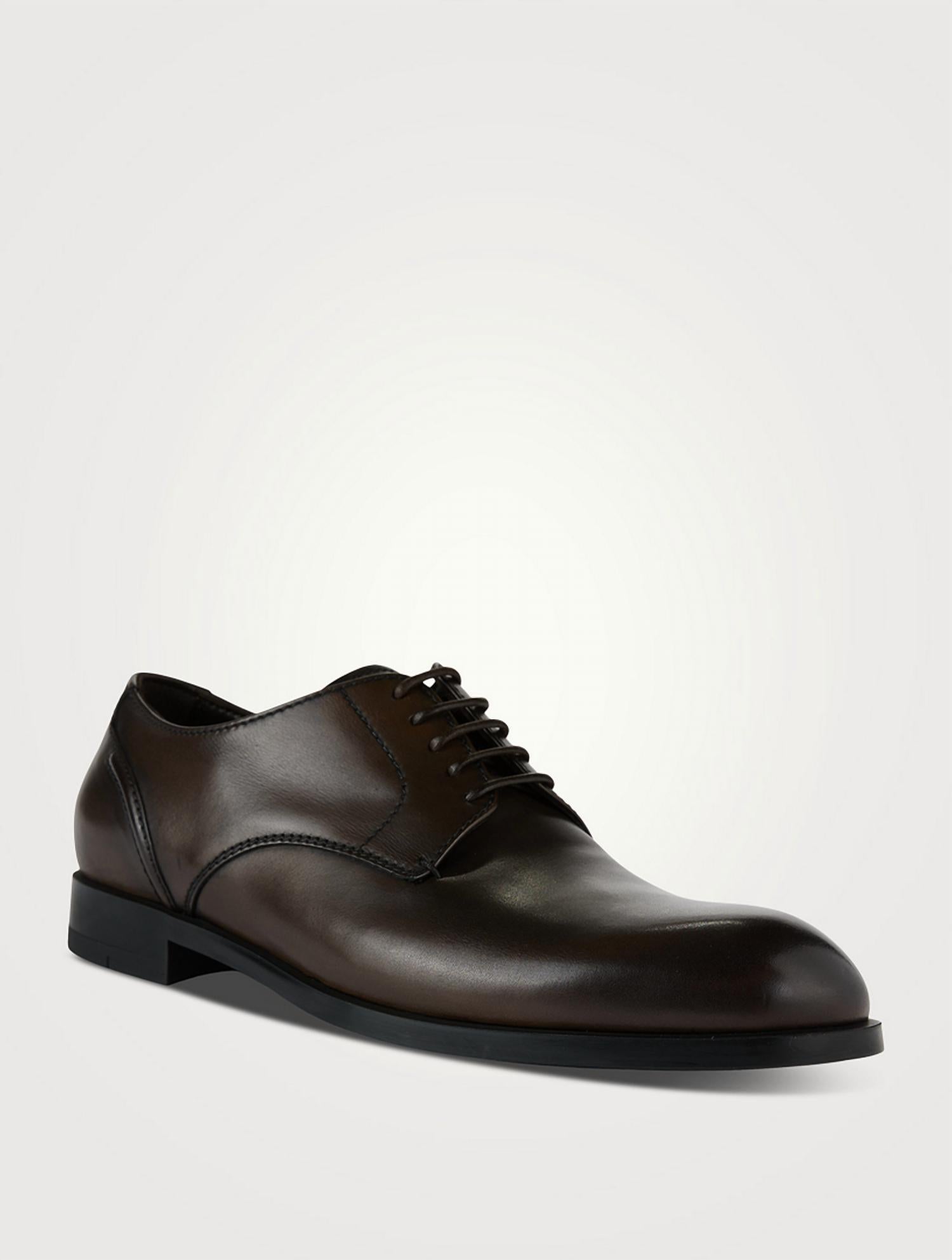 Zegna Men's Siena Flex Derby Shoes in brown - men's shoe - detail view