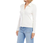 Karen Kane - Ribbed Long Sleeve Button Front Top