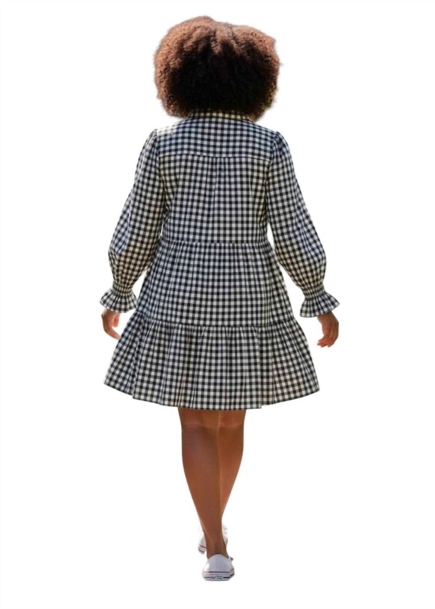 Jude Connally - Long Sleeve Ruffle V Neck Midi Dress