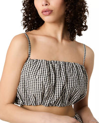 FRENCH CONNECTION Gingham Cropped Top in black - women's shirt - view 4