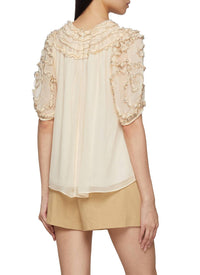 Ulla Johnson - Isolda Silk Smocked Short Sleeve Blouse