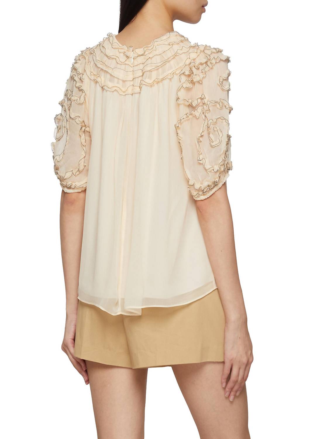 Ulla Johnson - Isolda Silk Smocked Short Sleeve Blouse