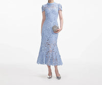 Self-Portrait - Lace Contrast Collar Midi Dress