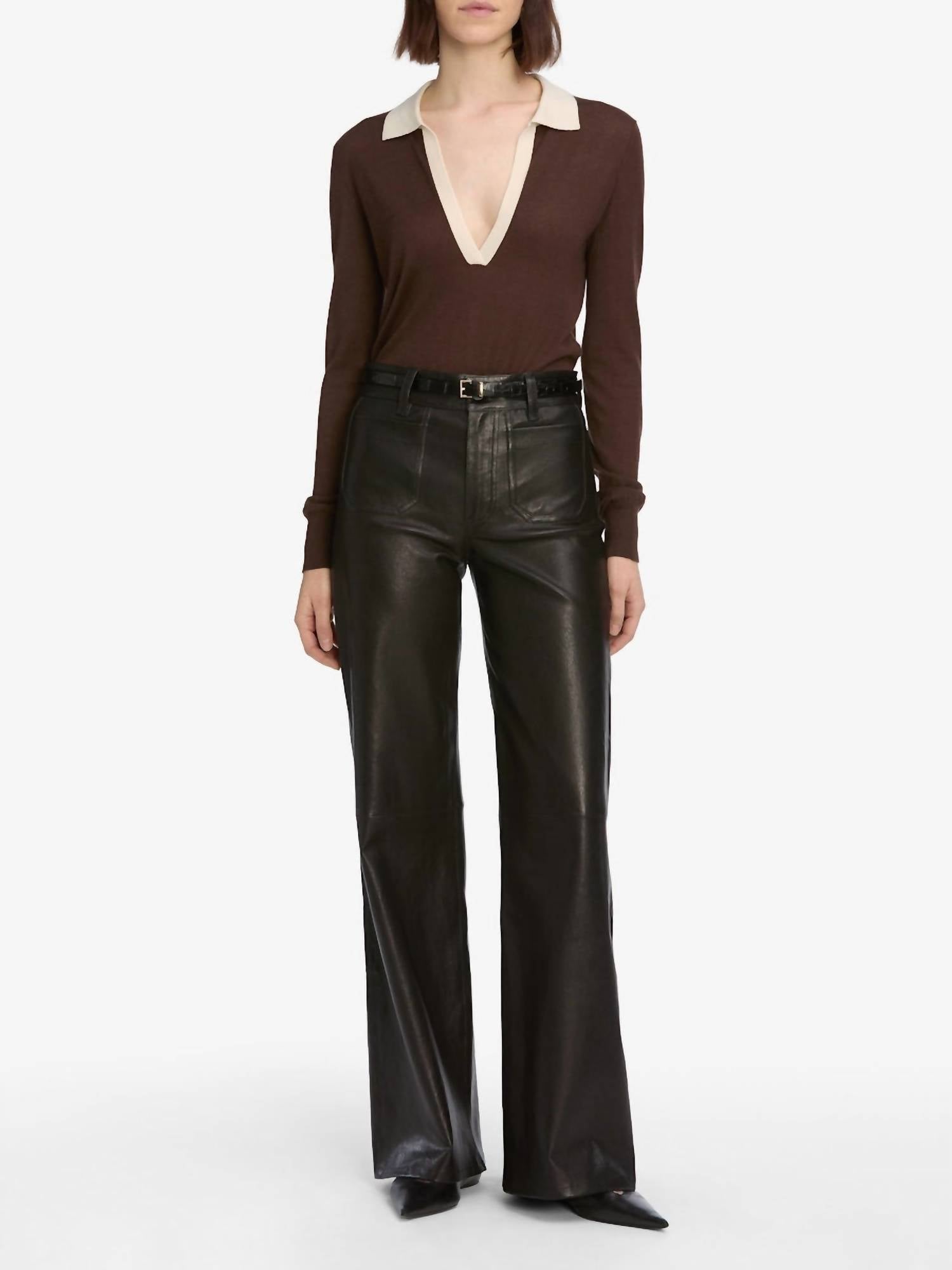 Frame - Women's Le Slim Palazzo Modernist Pocket Leather Pants