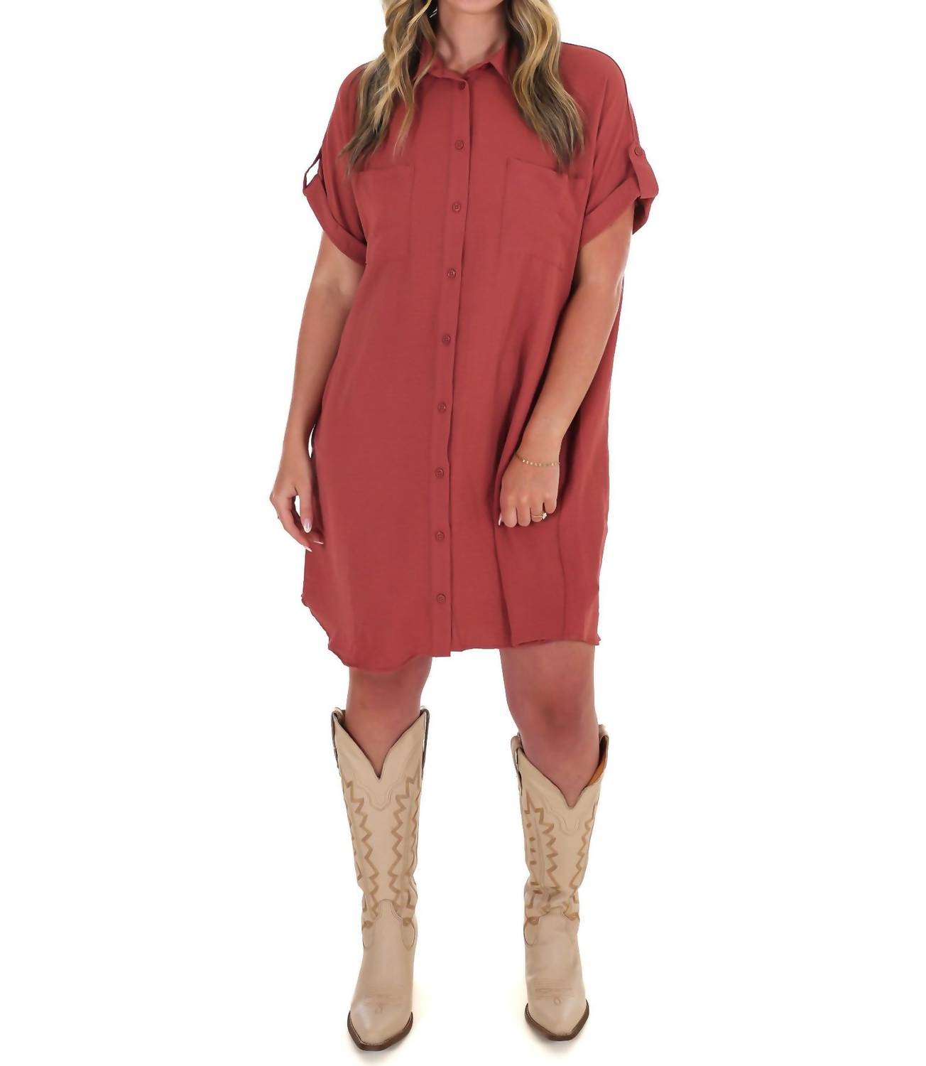 She + Sky - All the Reason Button Up Shirt Dress