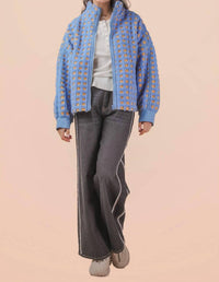 Very J - Oversized Checker Fleece Jacket