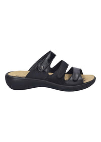 Romika USA Women's Ibiza 10 Leather Slip-on Sandals in black - women's sandal - detail view