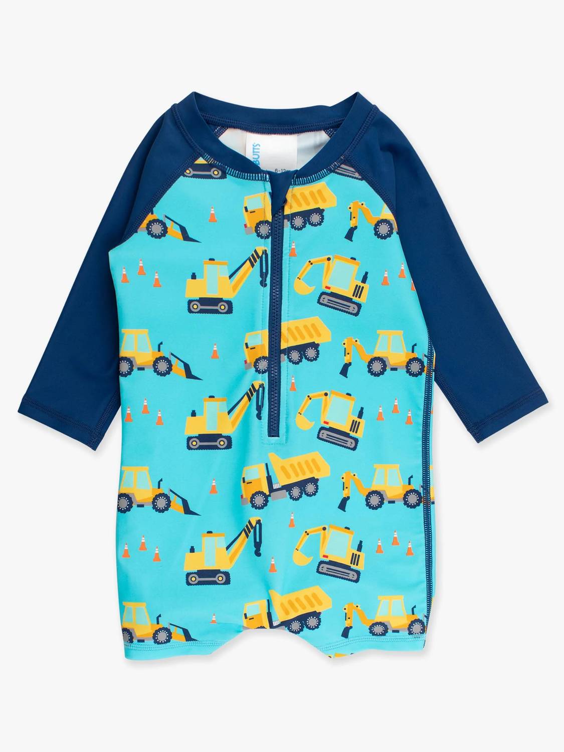 Rufflebutts - Under Construction Long Sleeve One Piece Rash Guard Swimsuit
