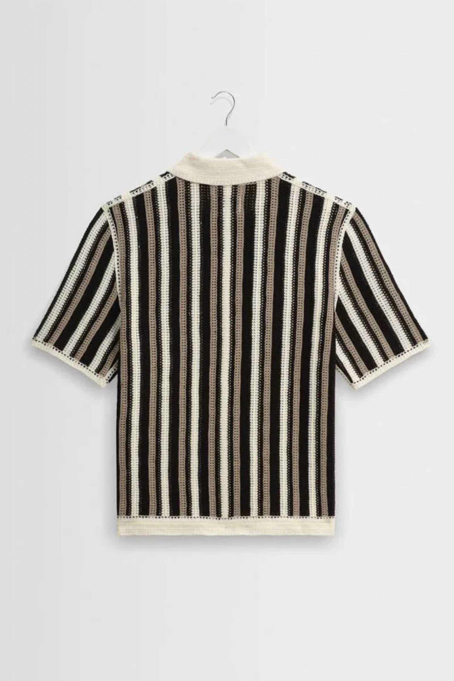 Wax London - Stripe Crochet Porto Polo Shirt