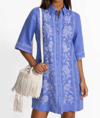 Johnny Was - Kimono Sleeve Linen Shirt Dress